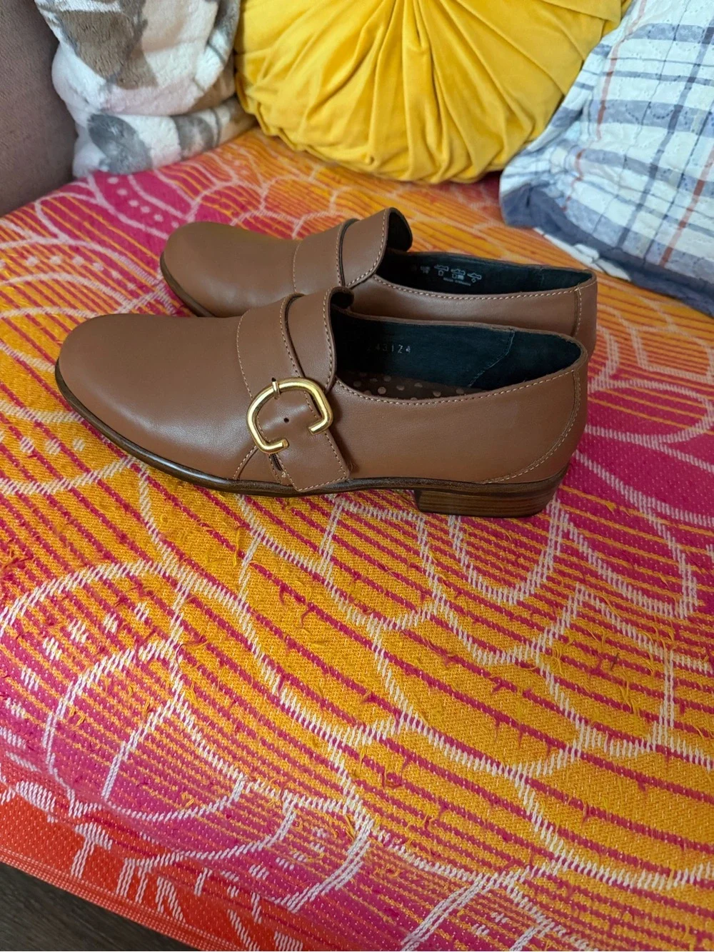 Naot Women's Tan Loafer with Gold Buckle Accent